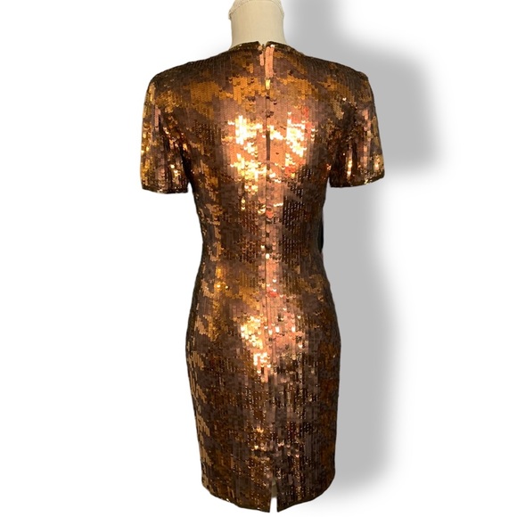 AJ BARI | ✨ VINTAGE ✨ Houndstooth Sequined Cocktail Dress Size 4 - Picture 7 of 14